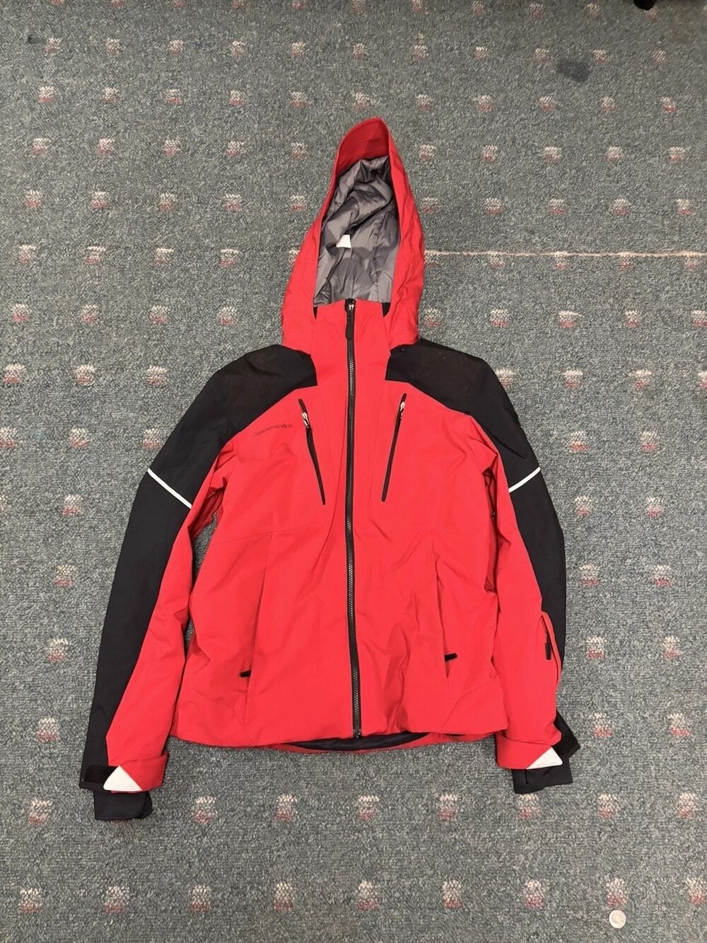 Obermeyer Jacket Men Small Red Foundation Ski Hooded Full Zip Insulated Outdoor